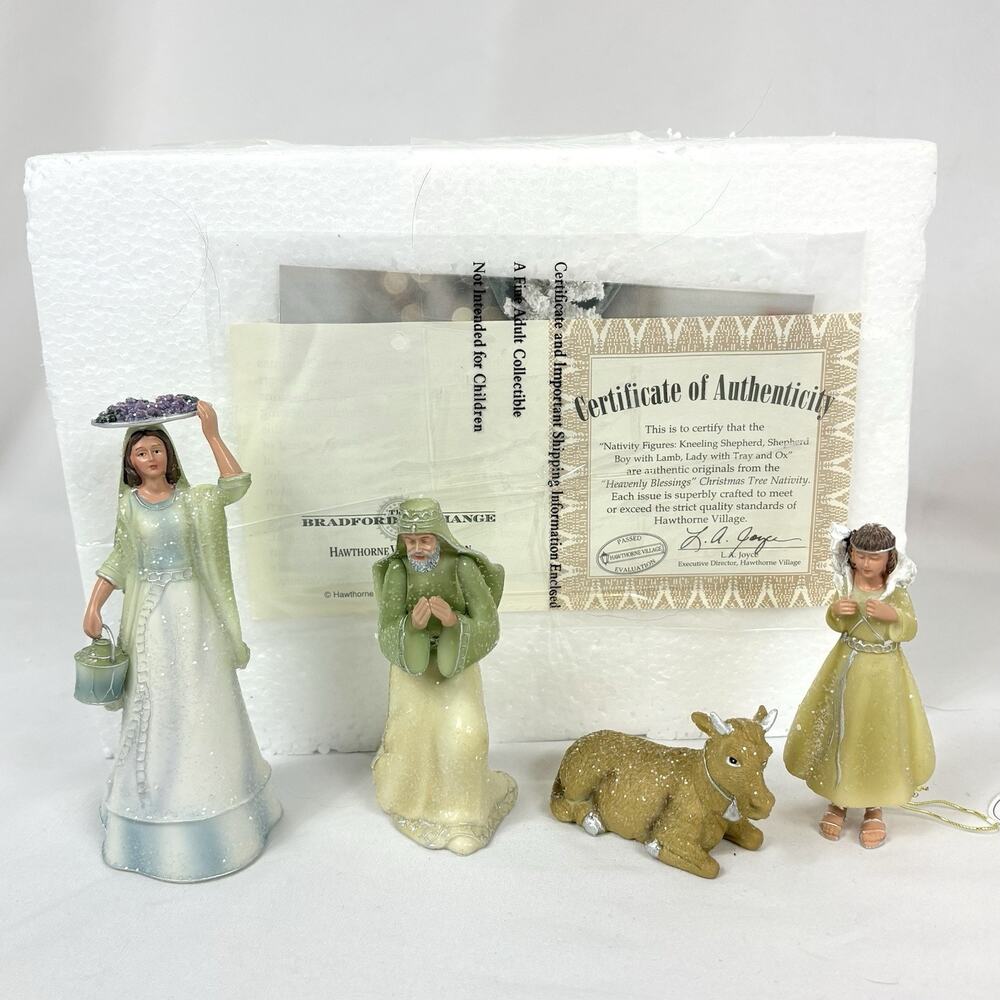 Hawthorne Village Heavenly Blessings Christmas Tree Nativity Set - 4 Figurines